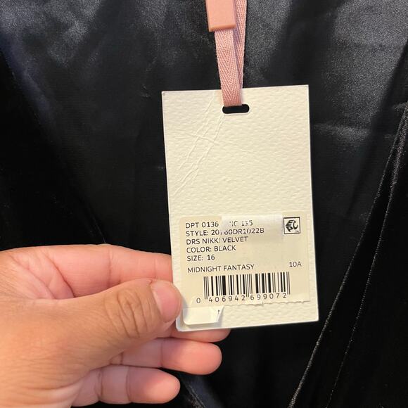 Alex Marie Nikki Stretch‎ Velvet Surplice V-Neck Long Sleeve Ruched Dress 16 New - Picture 7 of 8